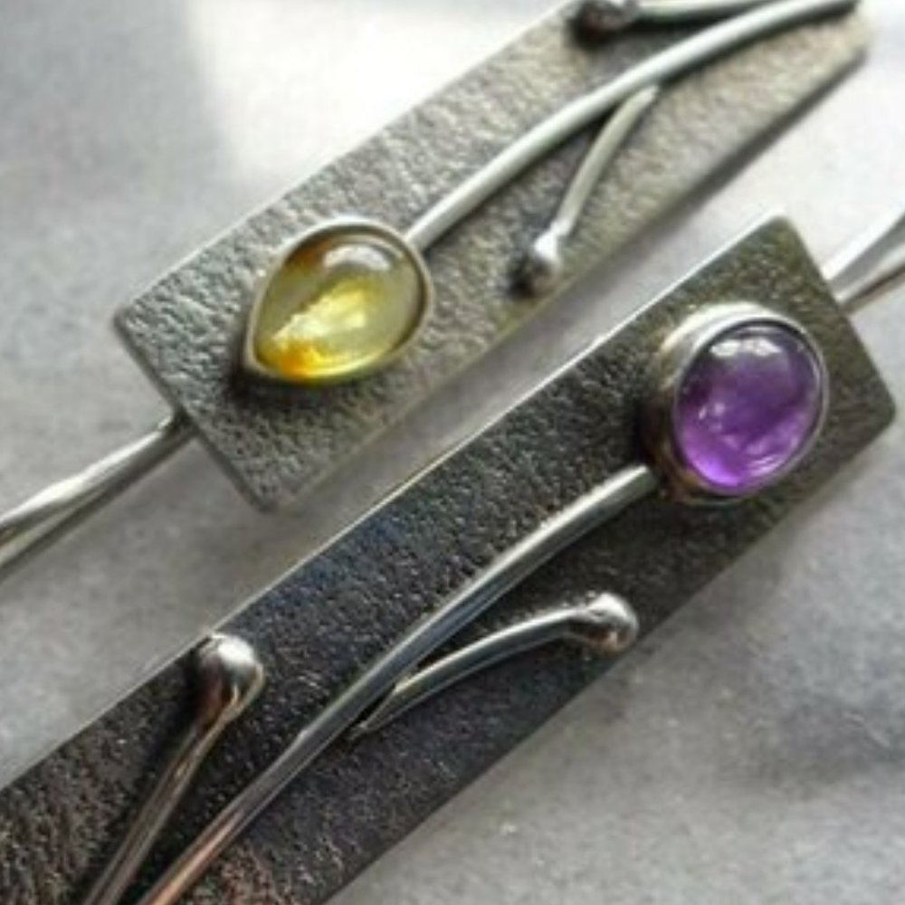Silver Earrings Ear Hook Drop Dangle - Picture 2 of 3